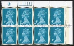 X996 (UG12)  Waddington 4p greenish blue Cyld. 3a,3b phos 3  dot.  U/M (MNH)