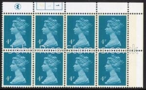 X996 (UG12)  Waddington 4p greenish blue Cyld. 1,1 phos 2  no dot.  U/M (MNH)