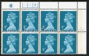 X996 (UG12)  Waddington 4p greenish blue Cyld. 4a,4b phos 4  no dot.  U/M (MNH)