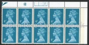 X996 (UG12) Waddington 4p greenish blue Cyld. 6a,4b phos 4 no dot. U/M (MNH)