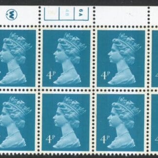 X996 (UG12)  Waddington 4p greenish blue Cyld. 6a,4b phos 4  no dot.  U/M (MNH)