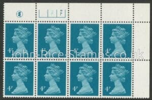 X997 (UG13) Waddington 4p greenish blue Cyld. 8a,7b dot. U/M (MNH)