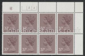 X999 (UG49) Waddington 20p dull purple. Cyld. 7a7b no dot U/M (MNH)