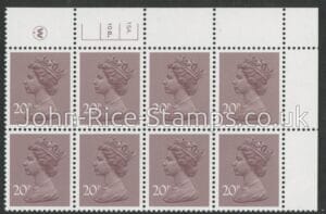 X999 (UG49)  Waddington 20p  dull purple.  Cyld. 15a10b  dot    U/M (MNH)