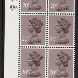 X1014 (UG50)  Questa 20p  dull purple.  perf L(I)  Cyld. Q5Q5    U/M (MNH)