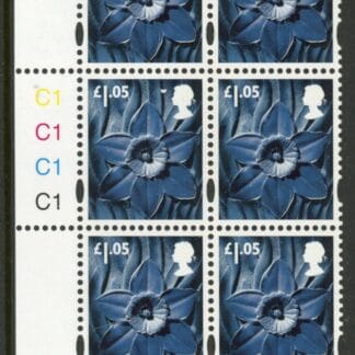 W128   £1.05  2B  daffodil  Cartor  cylinder C1x4 R2 C3. U/M (MNH)