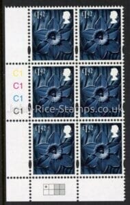 W157  £1.42  2B  daffodil  Cartor  cylinder C1x4 R1 C1. U/M (MNH)