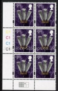 W160  £1.63  2B  feathers  Cartor  cylinder C1x4 R1 C3. U/M (MNH)
