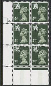 W17 Wales  3½p CB  olive grey  cyld. 2 dot   Harrison U/M (MNH)