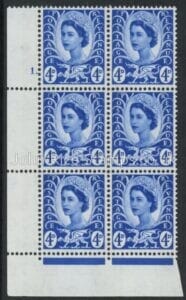 W2p Wales  4d  2B  ultramarine  Cyld. 1 dot.  crowns watermark.  Harrison U/M (MNH)