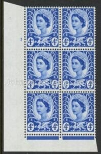 W2p Wales 4d 2B ultramarine Cyld. 1 no dot. crowns watermark. Harrison U/M (MNH)
