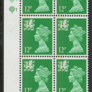 W36  Wales 12p  side band. bright emerald cyld. Q1Q1   Questa. U/M (MNH)