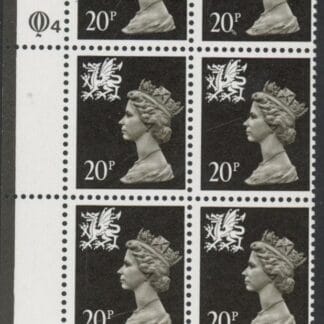 W52  Wales 20p phos.(ACP PVAD) brownish black. cyld. Q4Q4   Questa. U/M (MNH)