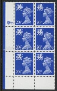 W53 Wales 20½p phos.(ACP PVAD) ultramarine. cyld. Q2 perf.   Questa. U/M (MNH)