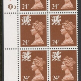 W59b Wales 24p phos.(ACP PVA) chestnut. perf 14 cyld. Q3Q3   Questa. U/M (MNH)