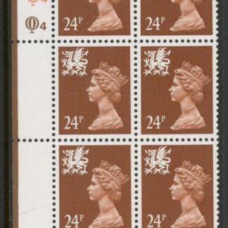 W59b Wales 24p phos.(ACP PVA) chestnut. perf 14 cyld. Q4Q4   Questa. U/M (MNH)