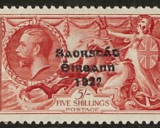 1935  Ireland KGV SG.100 'wide date' 5/- rose red re engraved lightly mounted mint.