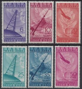 1947 Italy - SG.688 - 693 50th Anniversary of Radio U/M (MNH)