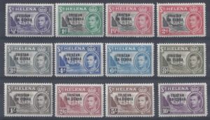 1952 Tristan Da Cunha SG.1/12 overprinted on St Helena Ships U/M (MNH)