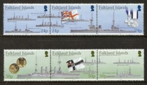 2004 Falkland Is. 90th Anniv. Battle of The Falklands. SG.1002/7 MNH