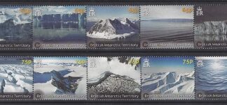 2012 British Antarctic. SG.584-93  'Glaciers' set of 10 values U/M