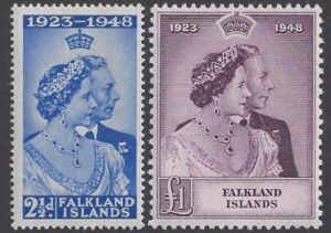 Falkland Islands - 1948 Royal Silver Wedding SG.166/7 U/M (MNH)