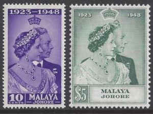 Malaya Johore - 1948 Royal Silver Wedding SG.131/2 U/M (MNH)