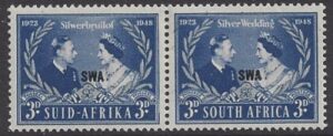 South West Africa (bi-lingual pair) - 1948 Royal Silver Wedding SG.137  U/M (MNH)