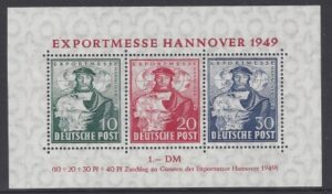 1949 Germany - Allied Occupation - British & American Zones. - SG. MSA.145 Hannover Trade Fair Mini Sheet - unmounted mint (MNH)