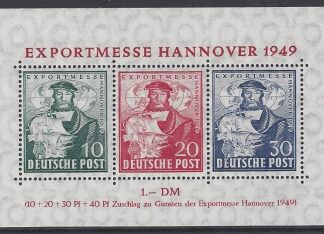 1949 Germany - Allied Occupation - British & American Zones. - SG. MSA.145 Hannover Trade Fair Mini Sheet  -  unmounted mint (MNH)
