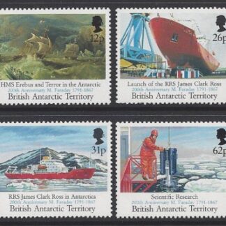 1991 British Antarctic - SG.204-7 Birth Bicent  Michael Faraday overprinted  '200th Anniiv. M. Faraday 1791-1867' in blue. U/M