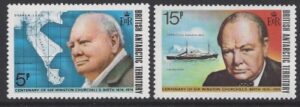 1974 British Antarctic.SG.61-2 Birth Centenary of Sir Winston Churchill. 2 values U/M (MNH)