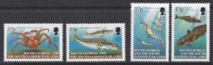 2001 South Georgia - 20th Anniv.Conservation of Marine Resources SG.328/31 set 4 values U/M (MNH)