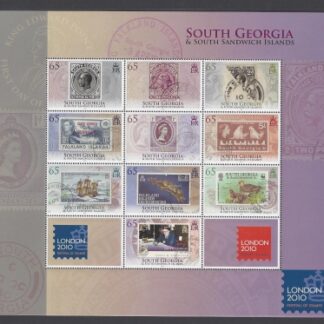 2010 South Georgia - London 2010 Festival of Stamps SG.492/501 Set 10 values Sheetlet U/M (MNH)