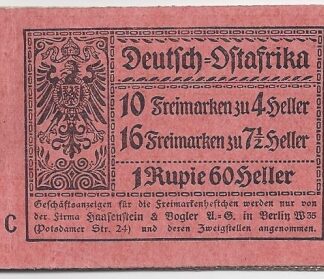 German East Africa - 1913 1R 60H Stamp Booklet SB2  complete in superb condition