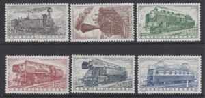 1956 Czechoslovakia - SG.946-51 European Freight Services Timetable Conference (Railway Engines) set 6 values mounted mint.