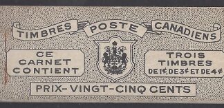 1943 Canada  KGVI booklet SB42a French Text contains Panes of 3ea SG.394a,395a,396a u/m