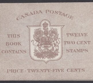1938 Canada KGVI booklet SB35 - 57m/m English text contains SG.358b u/m