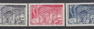 1957 French Antarctic International Geophysical Year SG.19/21 set 3 values u/m (MNH)