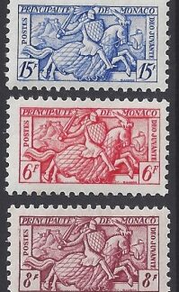 1955 Monaco - Seal of Prince Rainier III (new values & colours) SG.512/6 u/m (MNH)