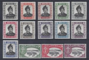 1952 Brunei SG100-113 definitive set 14 values U/M (MNH)
