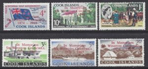 1966 Cook Islands Winston Churchill overprints set 6 values SG.179/84 u/m (MNH)