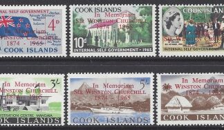 1966 Cook Islands   Winston Churchill overprints set 6 values SG.179/84 u/m (MNH)