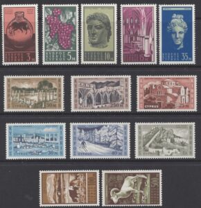 1962 Cyprus  definitive set of 13 values SG.211/23 u/m (MNH)