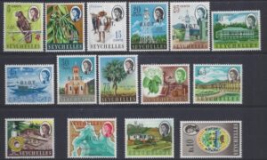 1968 British Indian Ocean. SG.1-15 (seychelles overprinted B.I.O.T) set 15 values U/M (MNH)