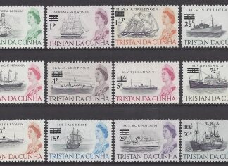 1971 Tristan Da Cunha  definitive set decimal overprints 12 values SG.137/48 u/m (MNH)