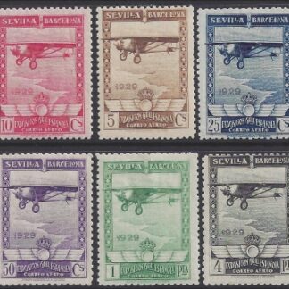 1929 Spain 'Air' set of 6 values 'Spirit of St. Louis over coast' SG.515/520 mounted mint.