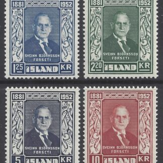 1952 Iceland - SG.313-6 Death Anniv. S. Bjornsson 1st President of Iceland u/m (MNH)