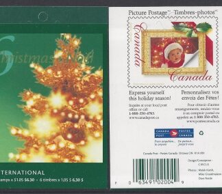 2001 Canada $6.30 Christmas stamp booklet,SB.262  contains pane of 6 $1.05 stamps SG.2112 u/m (MNH)