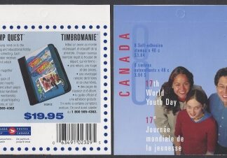 2002 Canada $3.84 stamp booklet SB271 'World Youth Day' contains 8 x 48c stamps SG.2156 u/m (MNH)